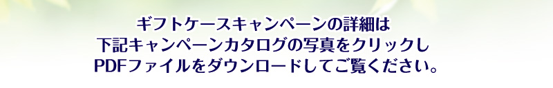 ギフトケースキャンペーンの詳細は下記キャンペーンカタログの写真をクリックし、PDFファイルをダウンロードしてご覧ください。